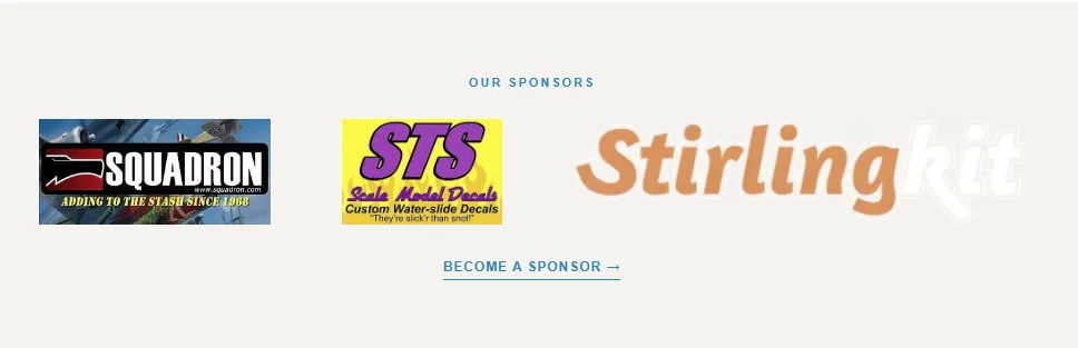 Sponsor visibility and inquiry opportunities on the Duneland Model Club website